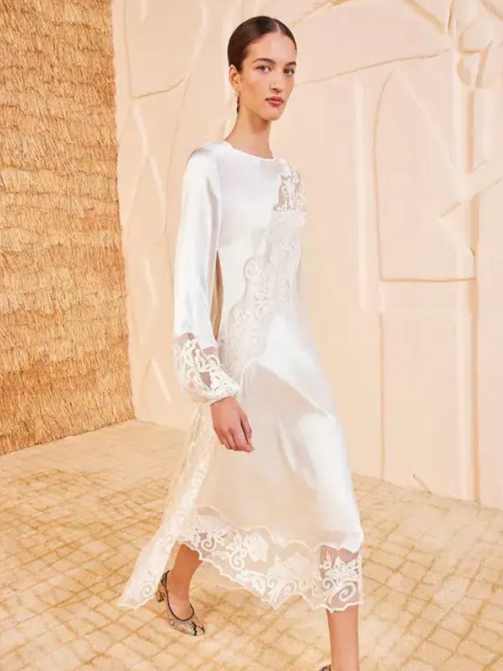 Ulla Johnson Annalise Floral Appliqué Midi Dress